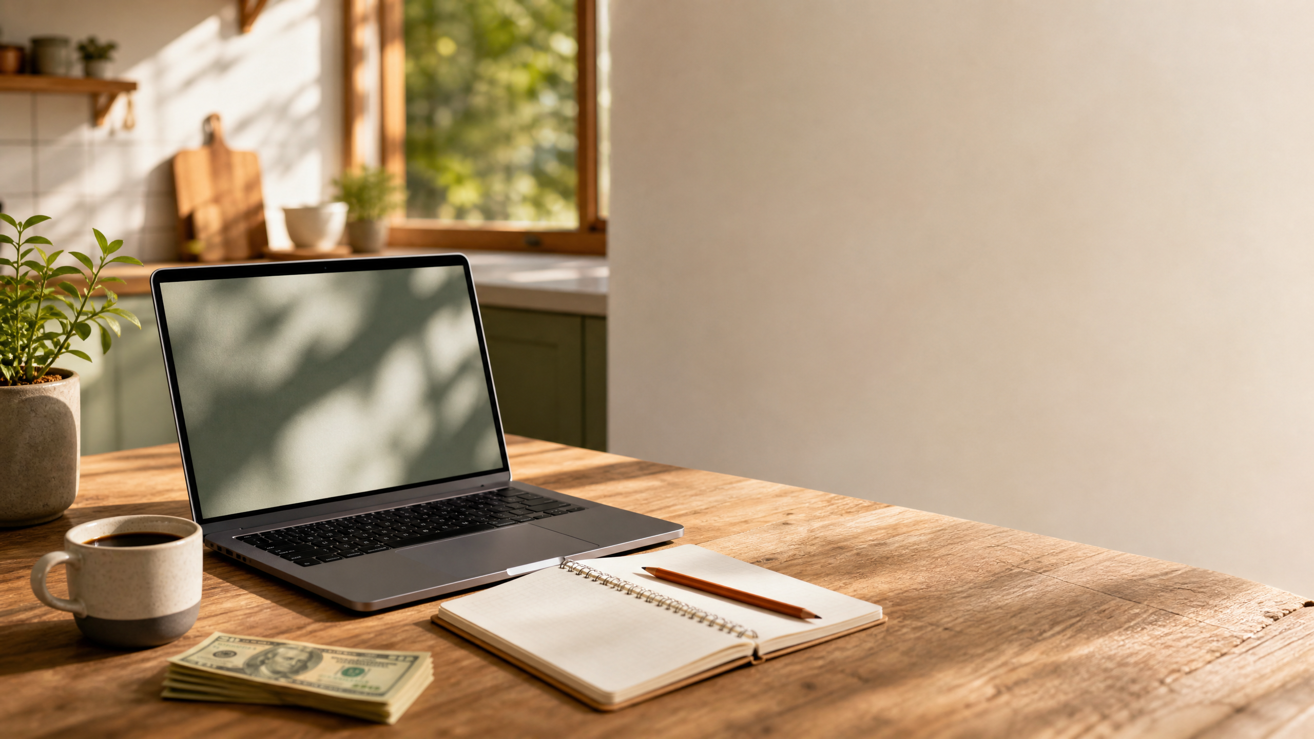A calm workspace for building an online income project